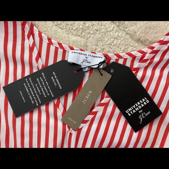 NWT J.Crew red white striped poplin tie-sleeve top - Picture 6 of 7